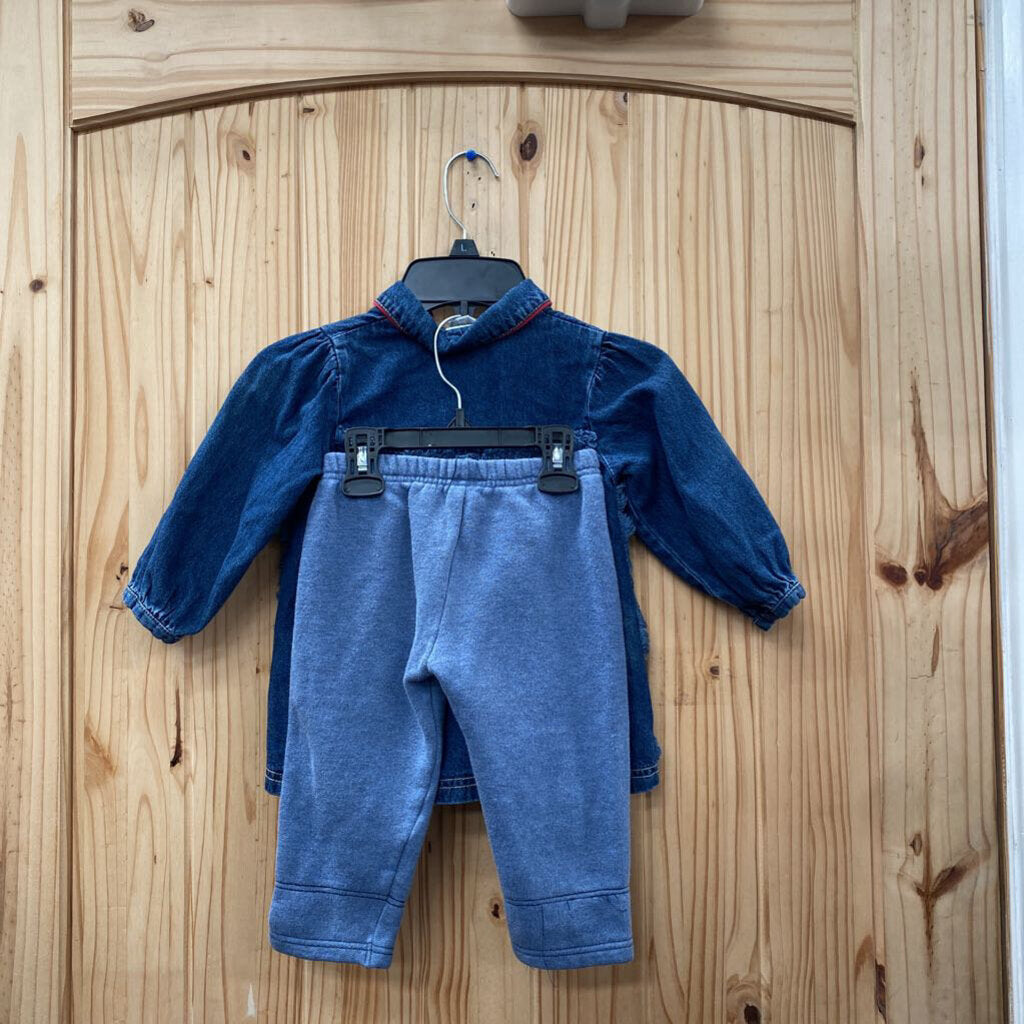GIRLS LE TOP 2PC SET DENIM/BLUE 24M