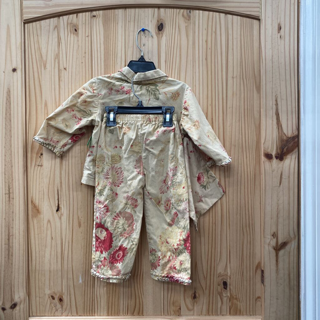 GIRLS 2PC TAN FLORAL SET 2T