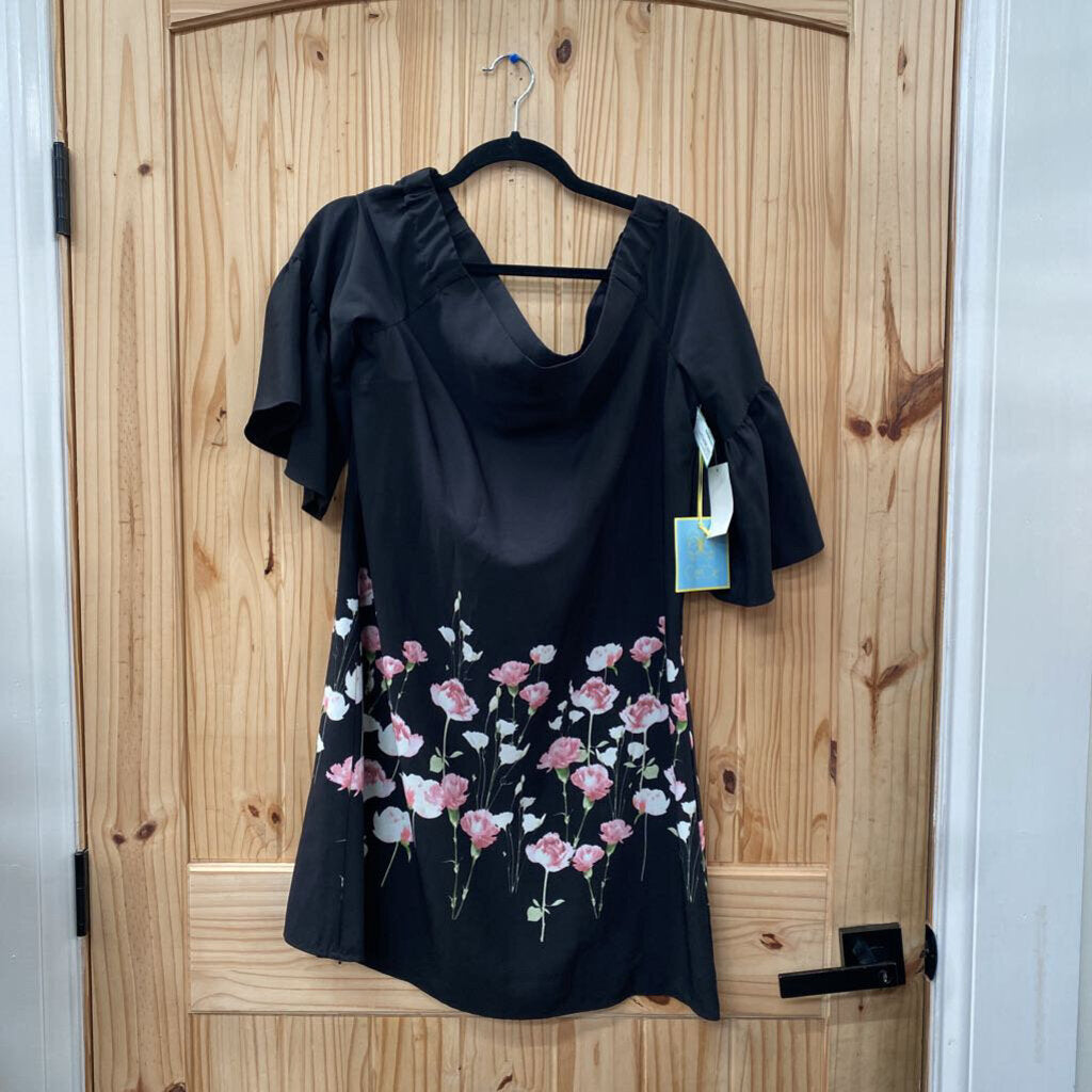 WOMENS CECE BLK FLORAL CASUAL DRESS S NWT