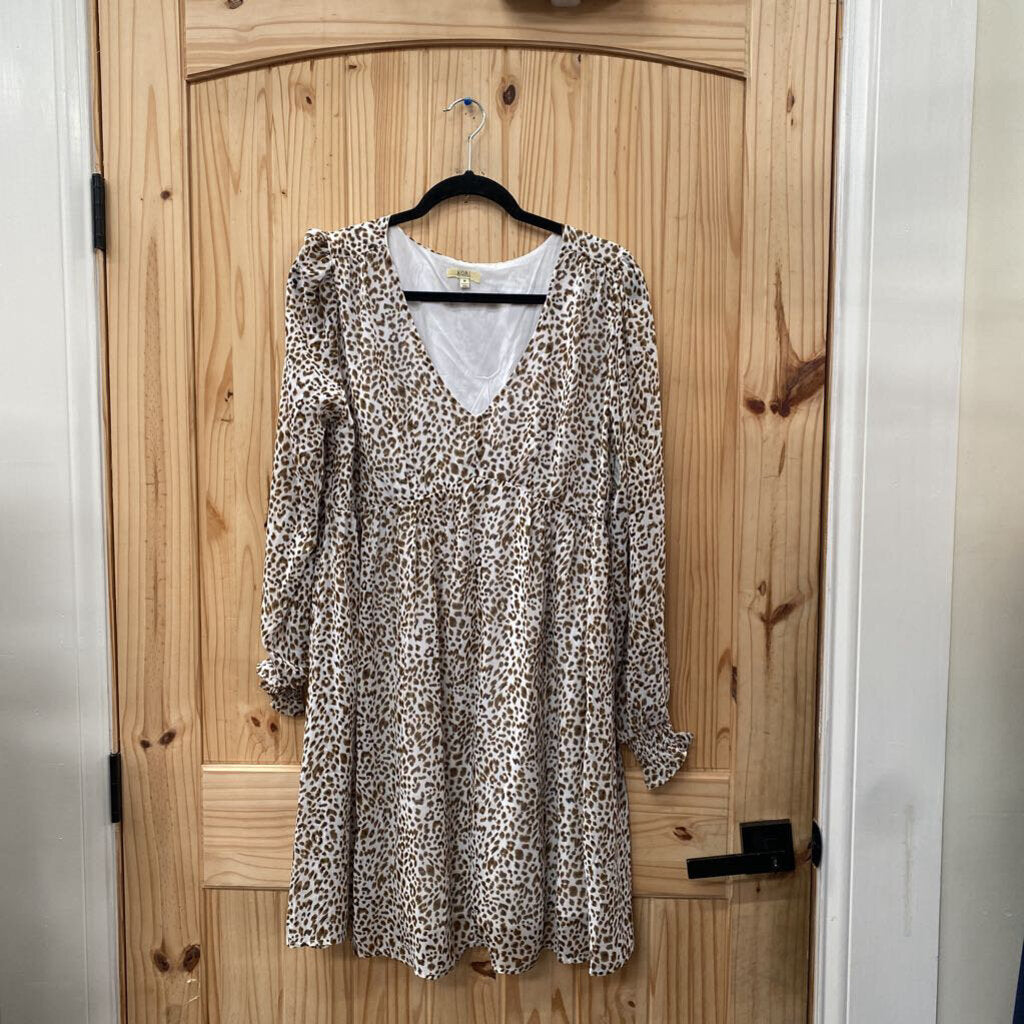 WOMENS KORI IVORY LEOPARD DRESS M