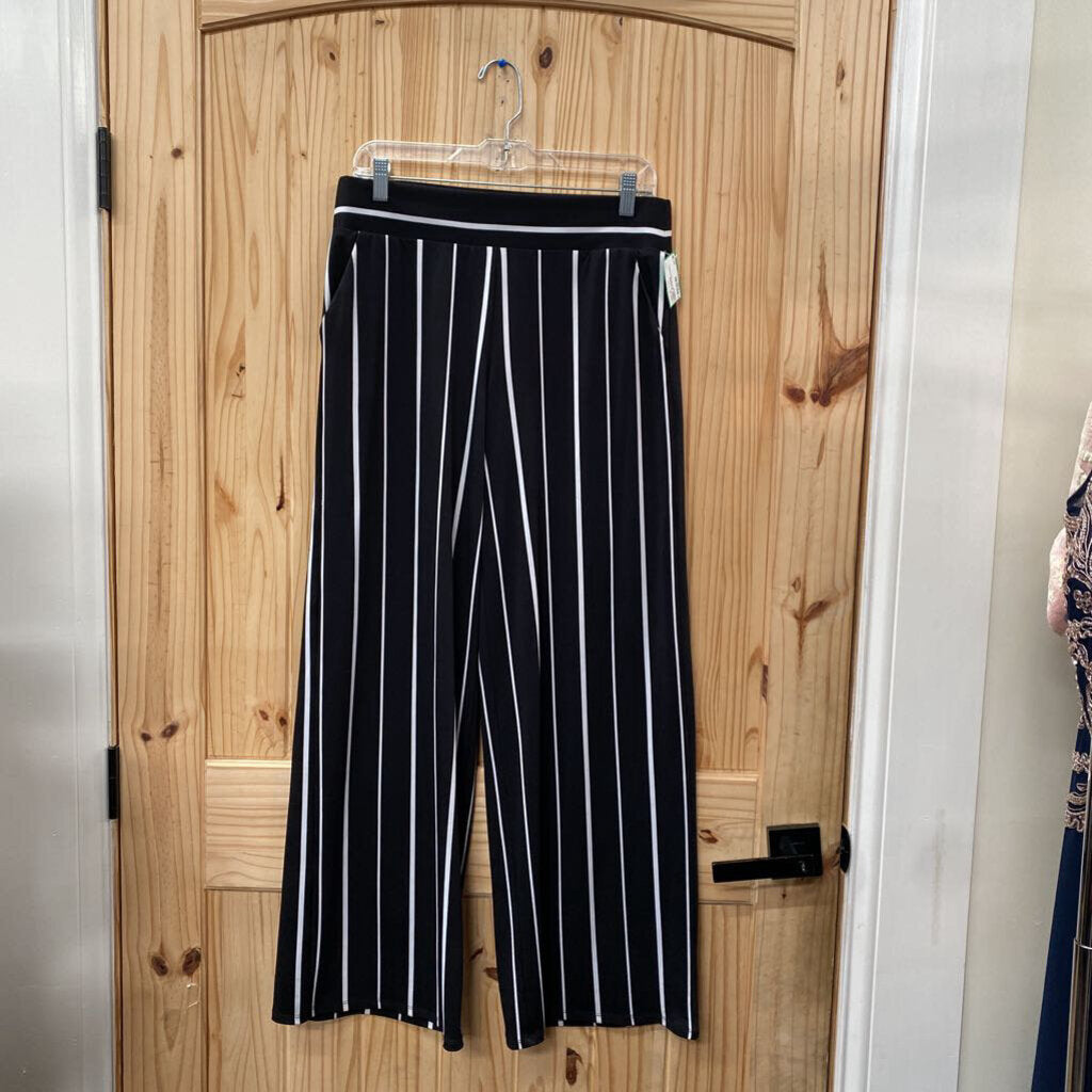 WOMENS MAURICES CASUAL SLACKS BLK/WHITE STRIPE M