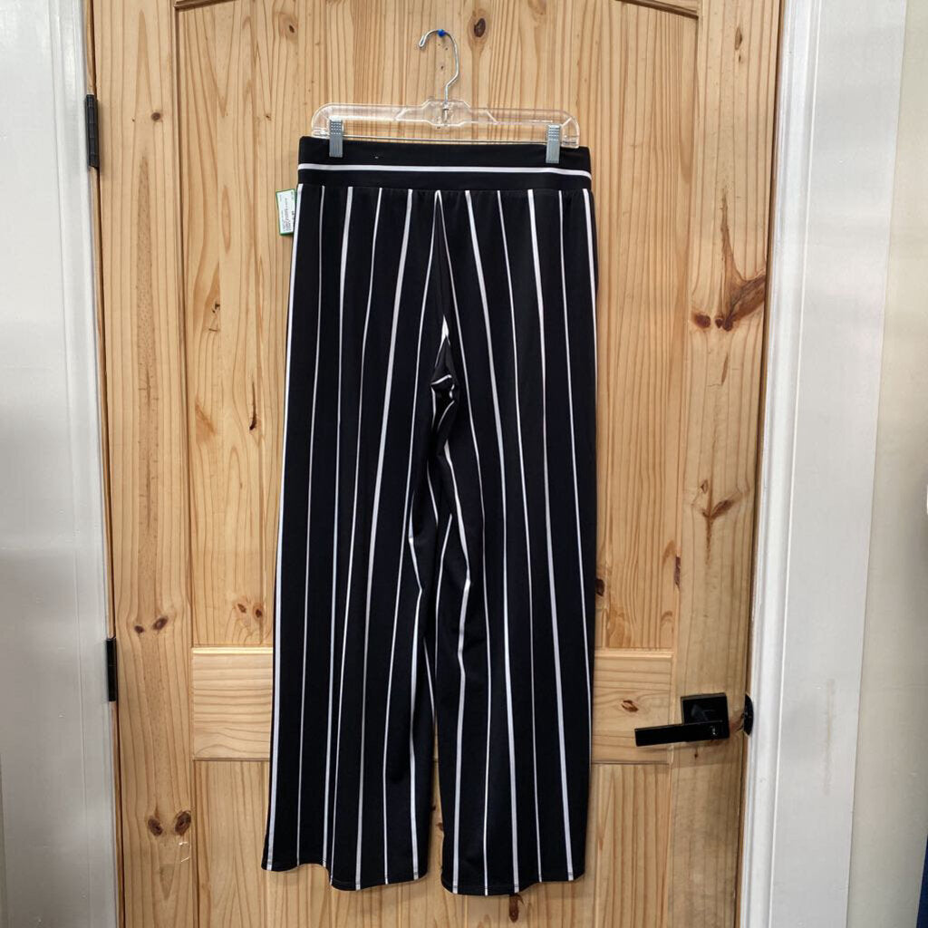 WOMENS MAURICES CASUAL SLACKS BLK/WHITE STRIPE M