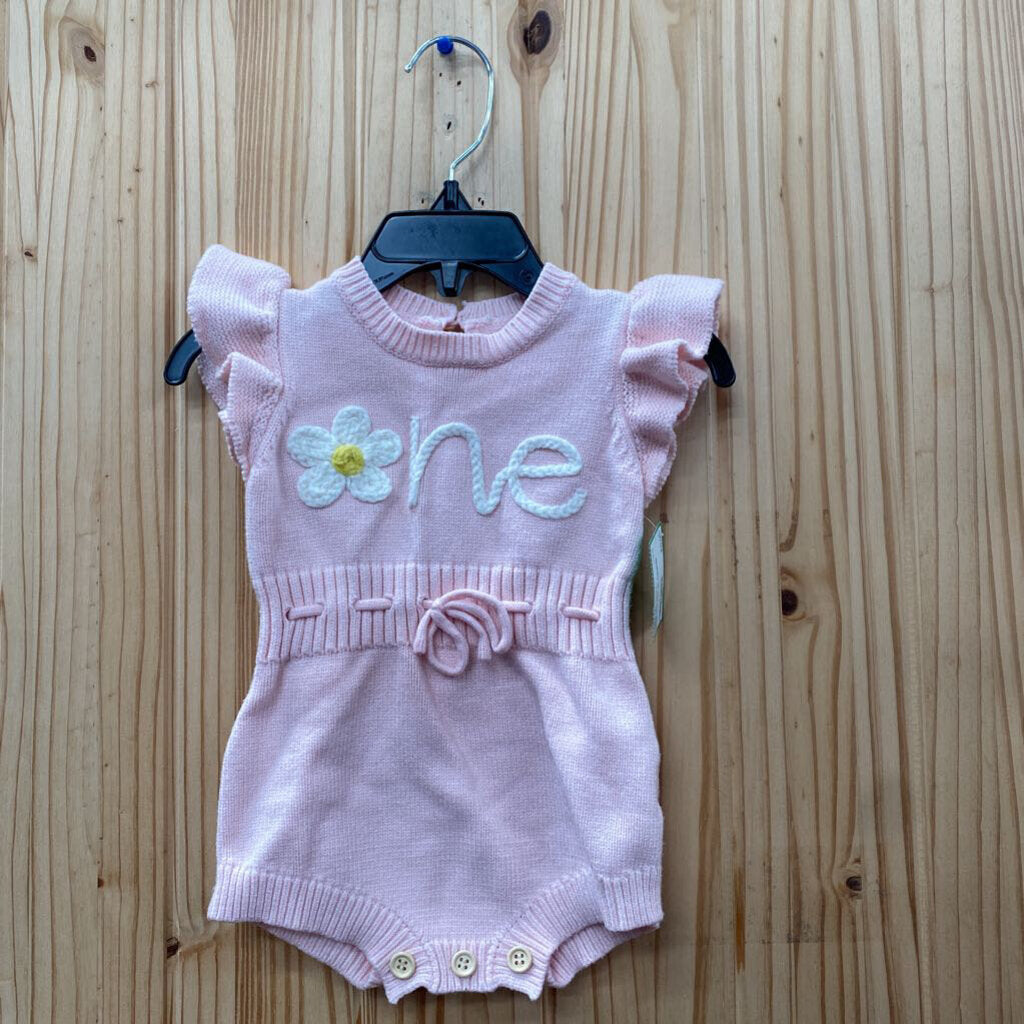 GIRLS ONE PINK SL ROMPER 6/12M