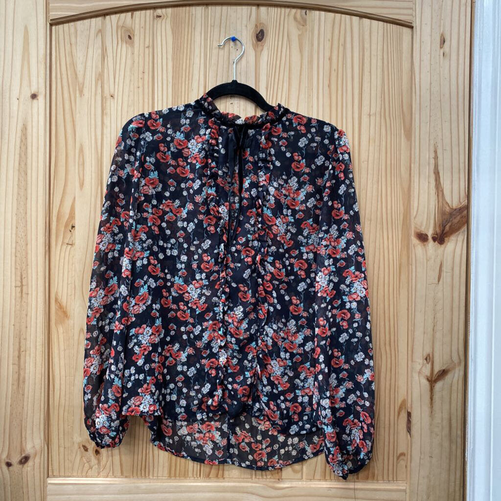 WOMENS CRAVEFAME BLK FLORAL TOP XL