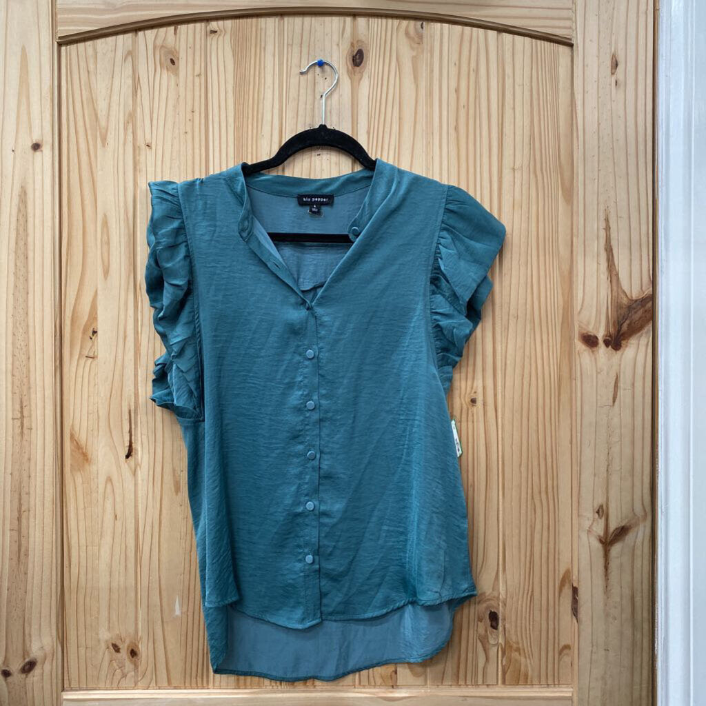 WOMENS BLU PEPPER GREEN CASUAL TOP L