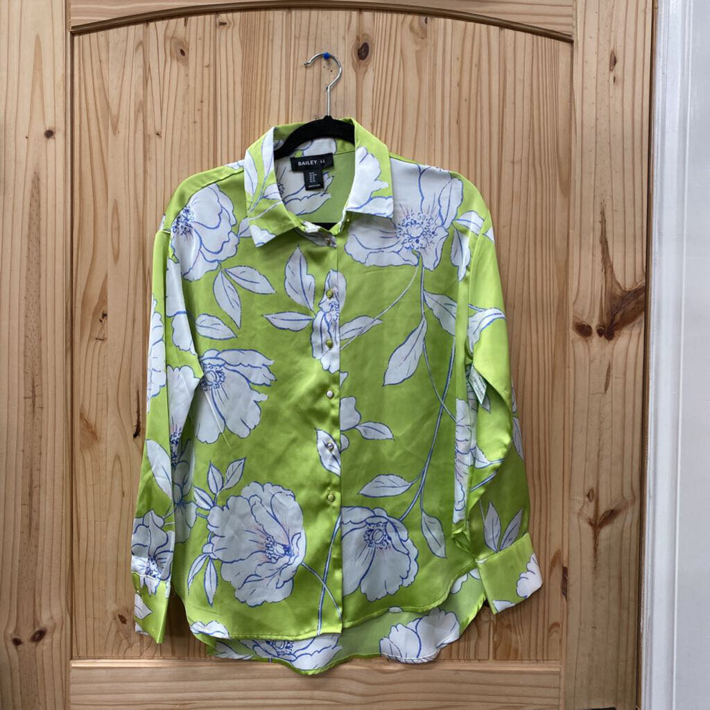 WOMENS BAILEY 44 LIME GREEN TOP W/FLOWERS M