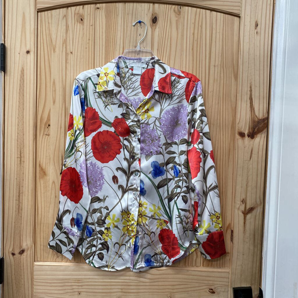 WOMENS LIFE OF WHITE FLORAL TOP M