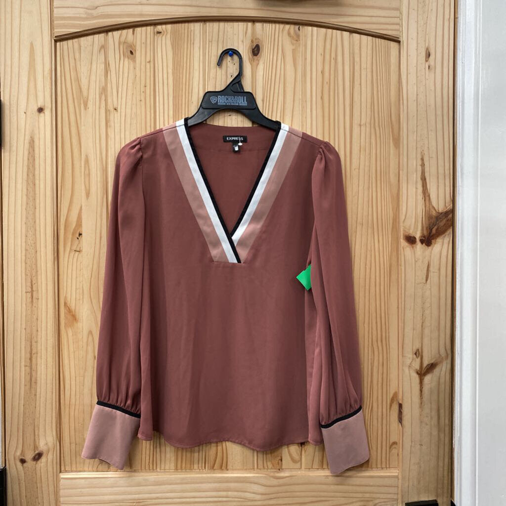 WOMENS EXPRESS MAUVE/WHITE/BLK TOP L