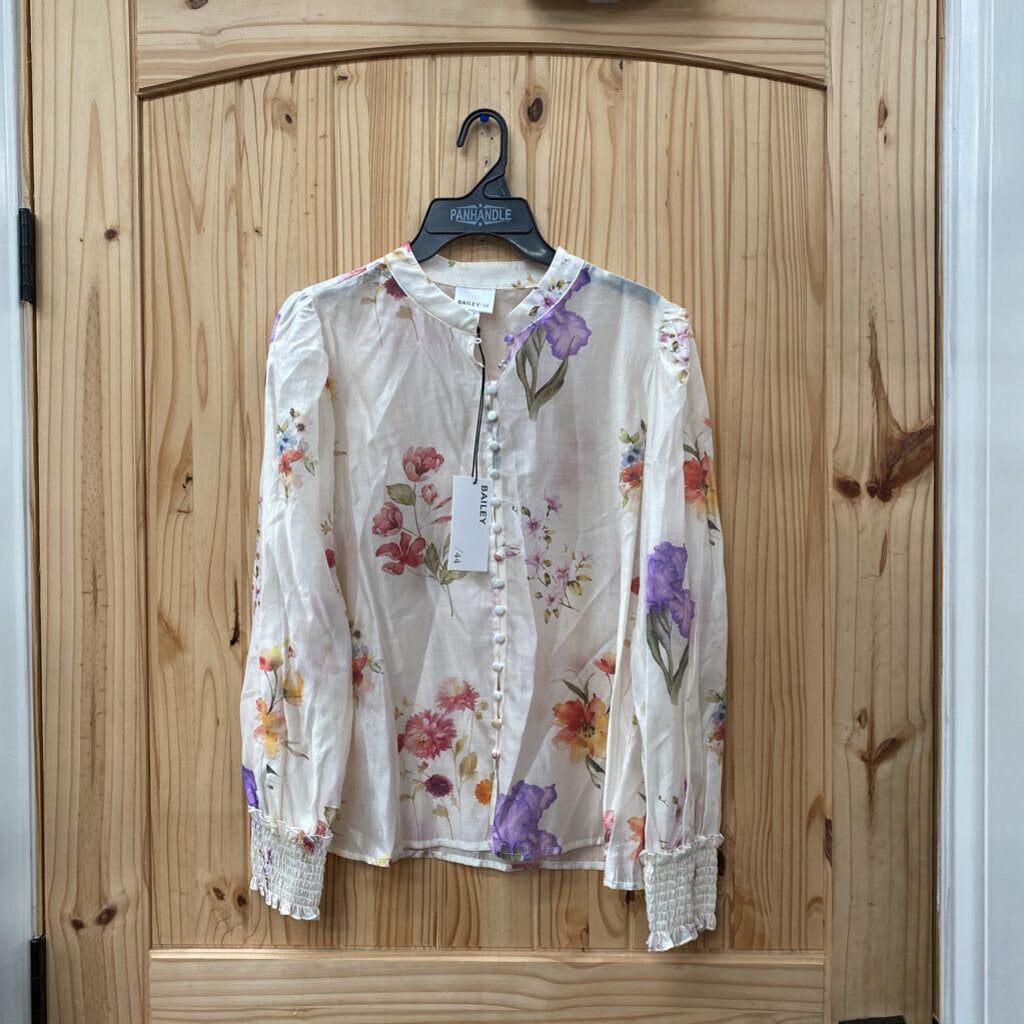 WOMENS BAILEY 44 WHITE FLORAL CASUAL TOP M NWT