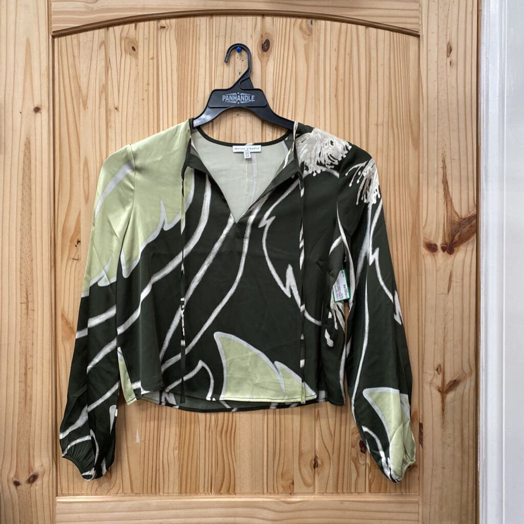 WOMENS MAISON D'AMELIE DK OLIVE GREEN CASUAL TOP M