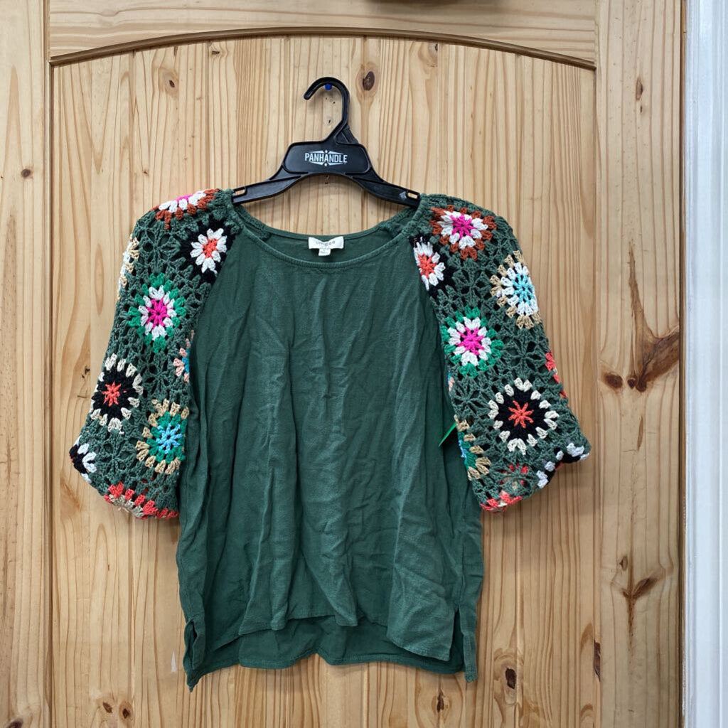 WOMENS UMGEE CASUAL TOP GREEN/MULTI COLOR L