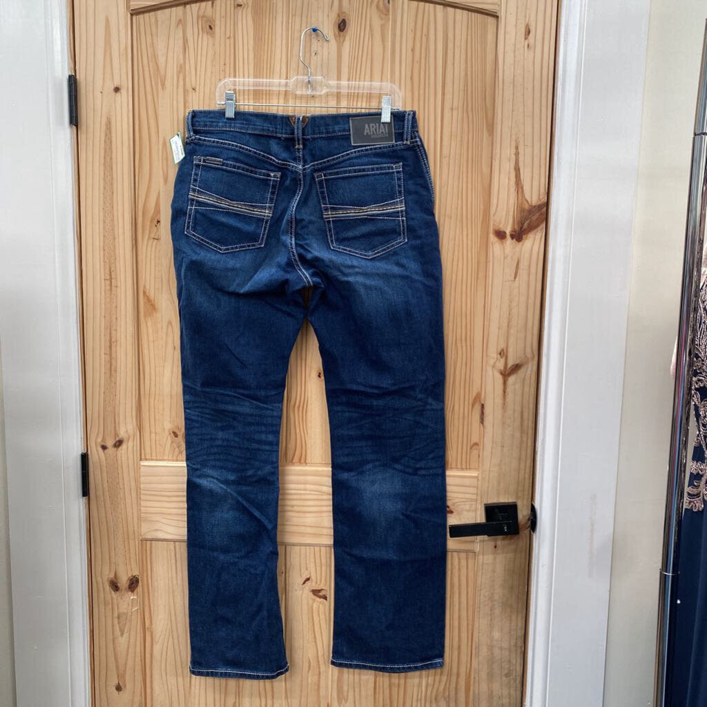 MENS ARIAT RELAXED BOOT CUT DK DENIM JEANS 34X34