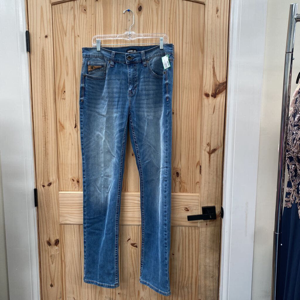 MENS RANK 45 LT DENIM JEANS 34X34