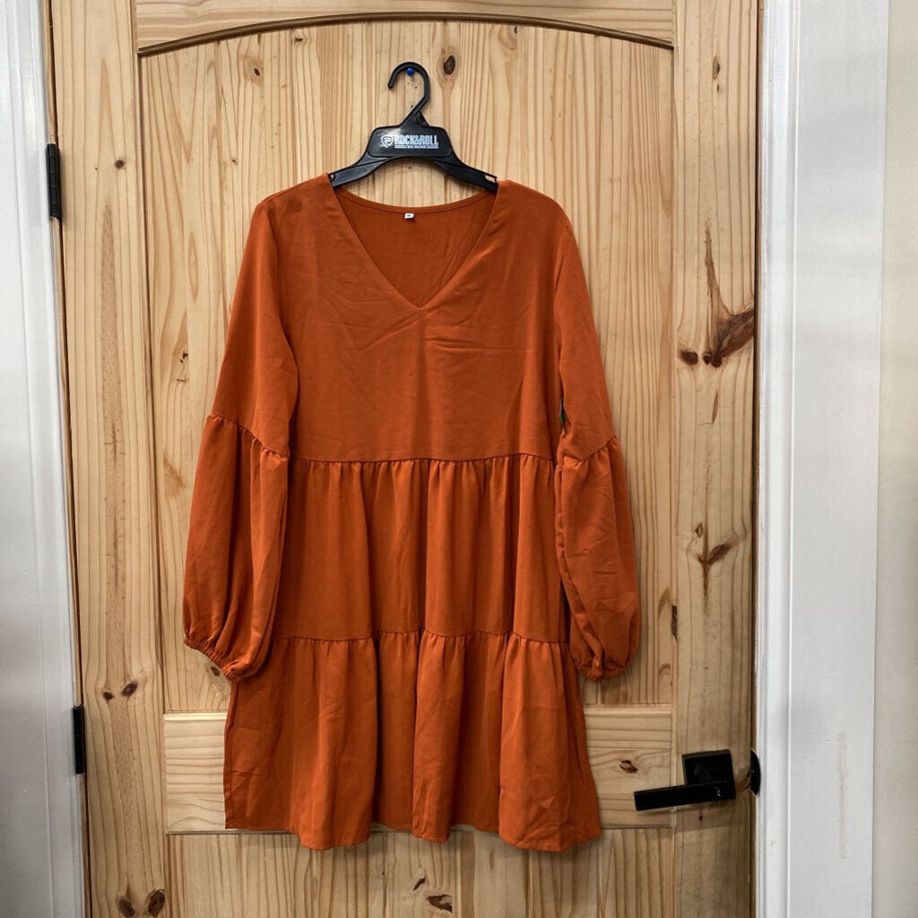 WOMENS BURNT ORANGE CASUAL DRESS/TOP M