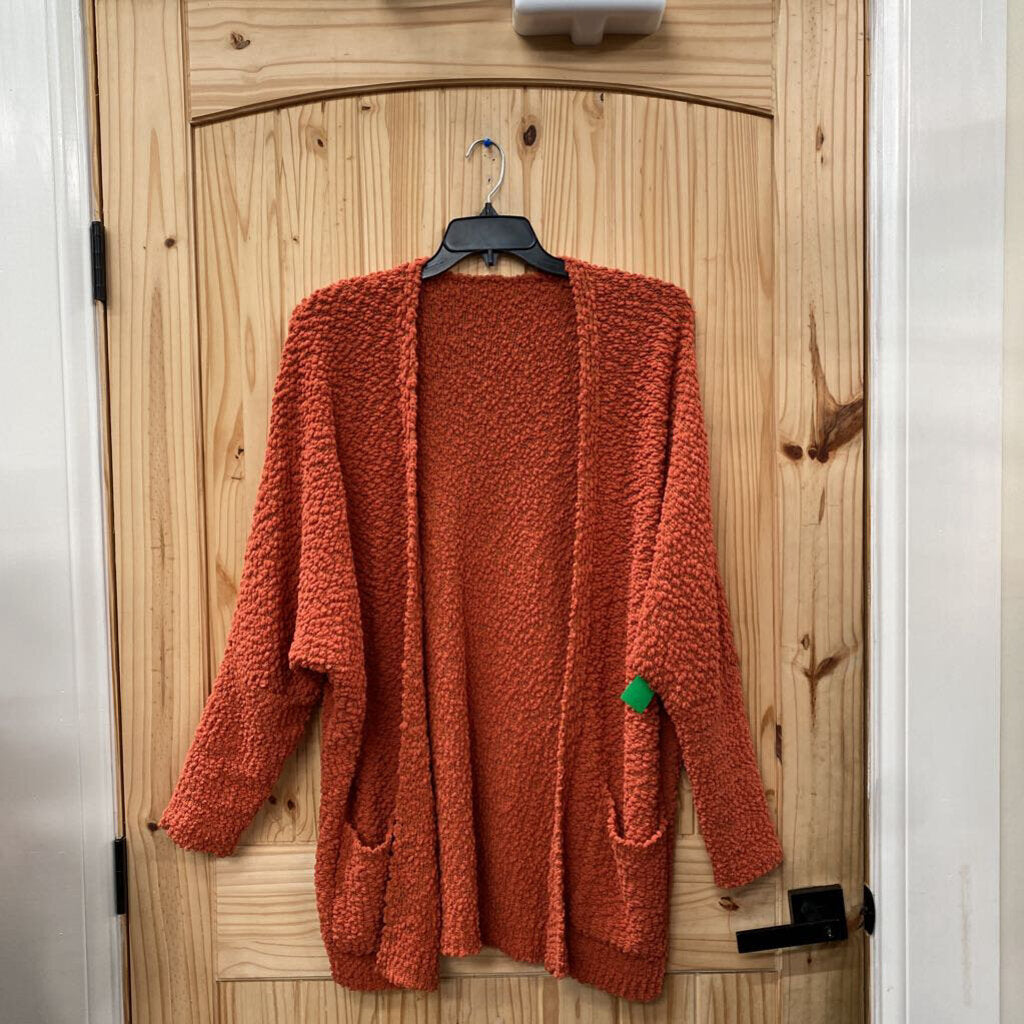 WOMENS BURNT ORANGE SWEATER CARDIGAN XL