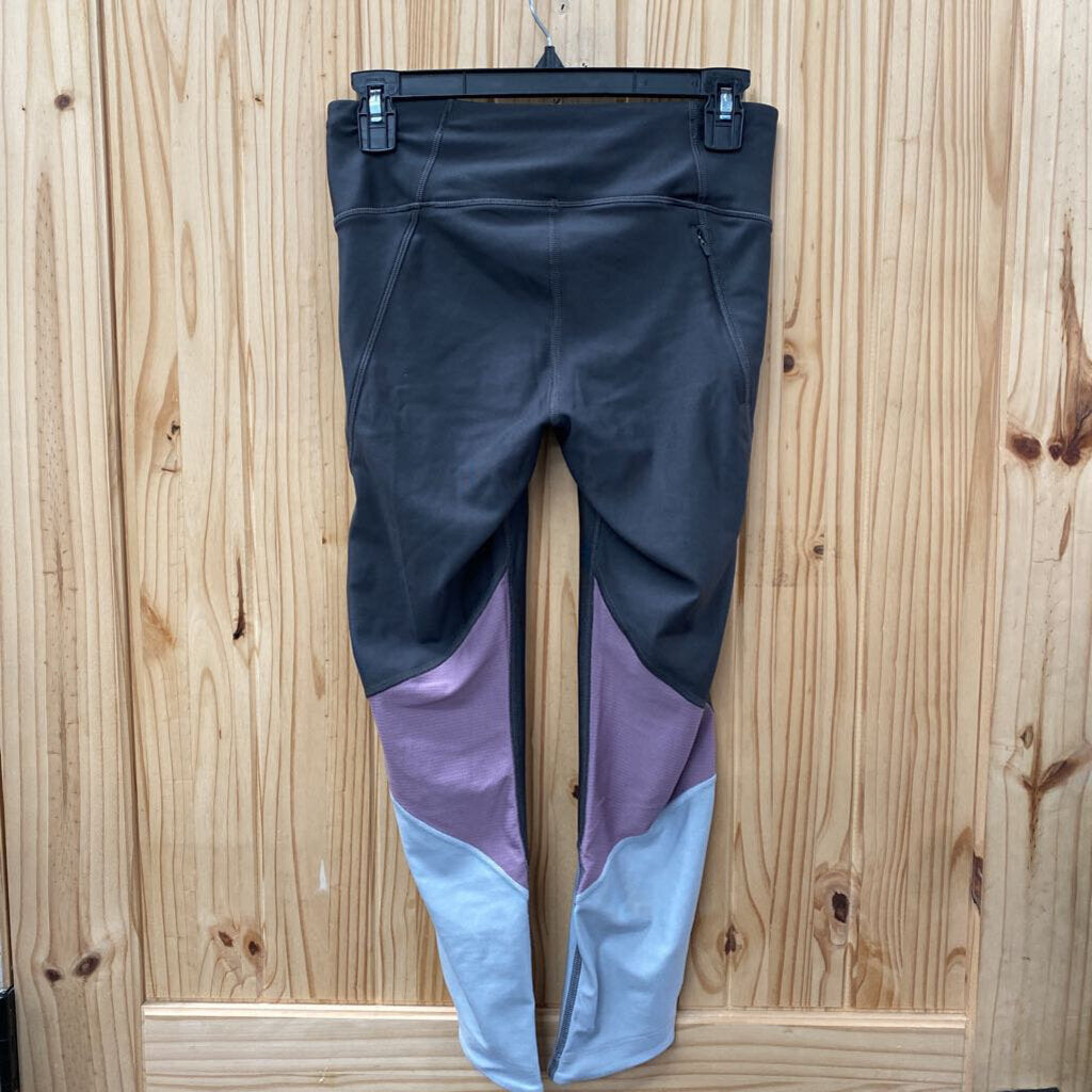 WOMENS UNDER ARMOUR LEGGINGS DK GREY/LT GREY/PURPLE M