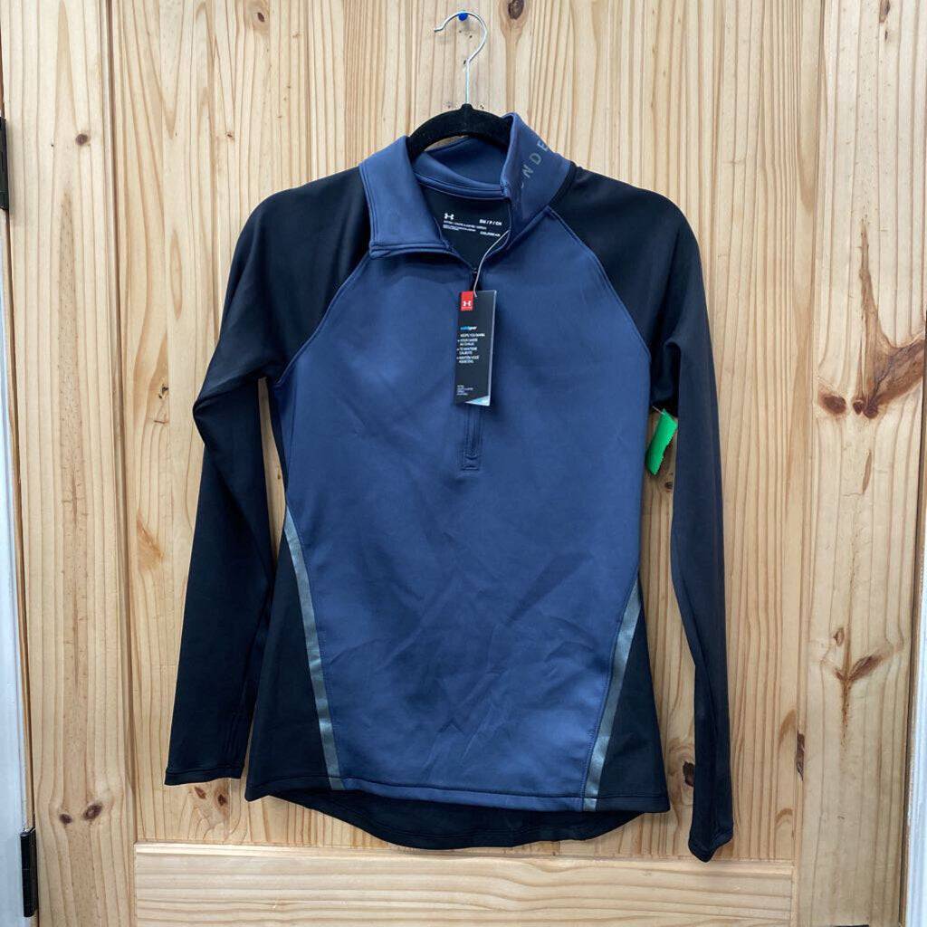 WOMENS UNDER ARMOUR LS SHIRT BLUISH GREY/BLK S NWT