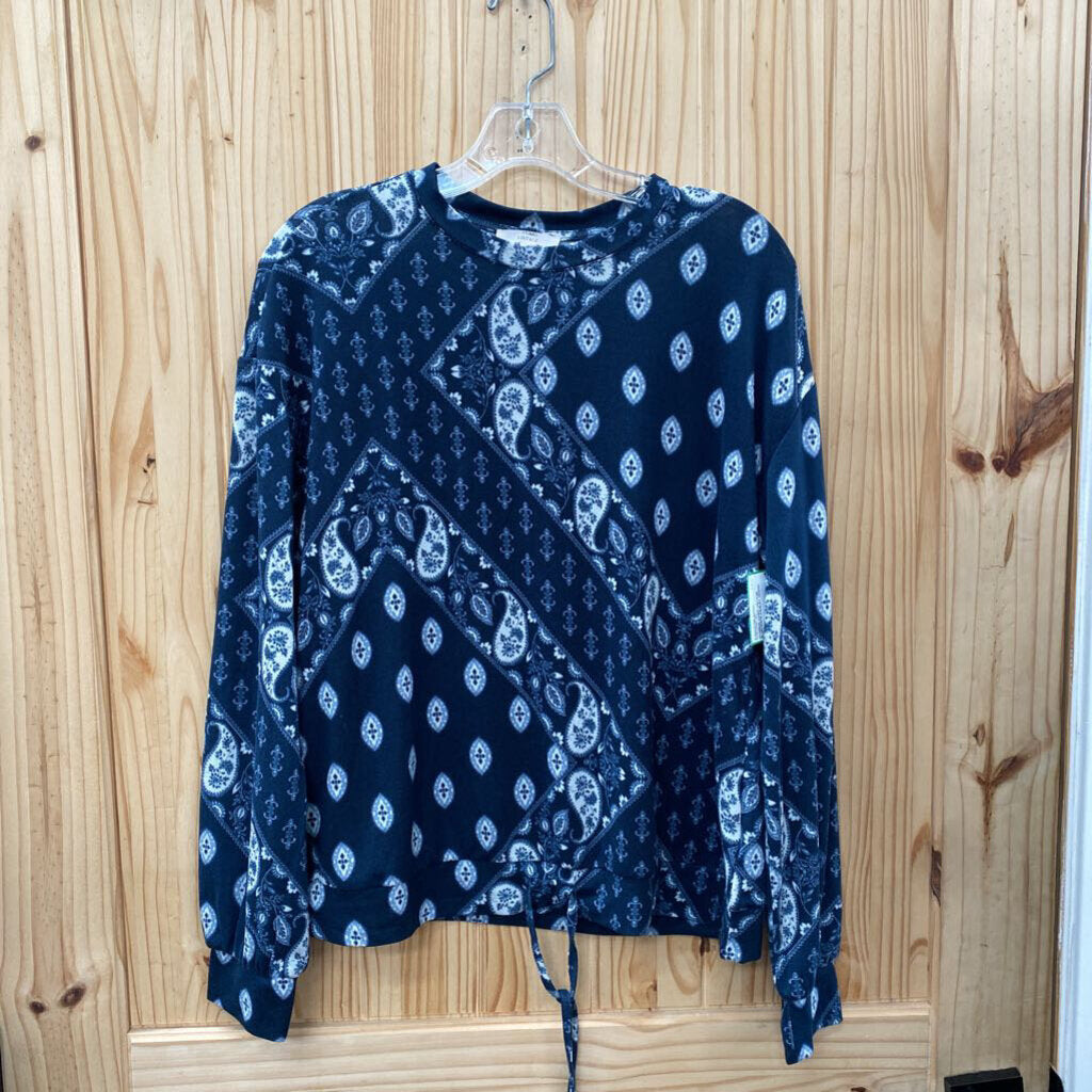 WOMENS COMO VINTAGE BLUE/WHITE PAISLEY DESIGN TOP L