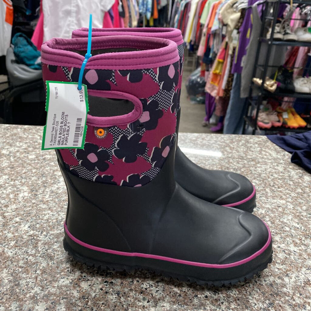 GIRLS BOGS BLOOM INSULATED BOOTS PURPLE/BLK ?