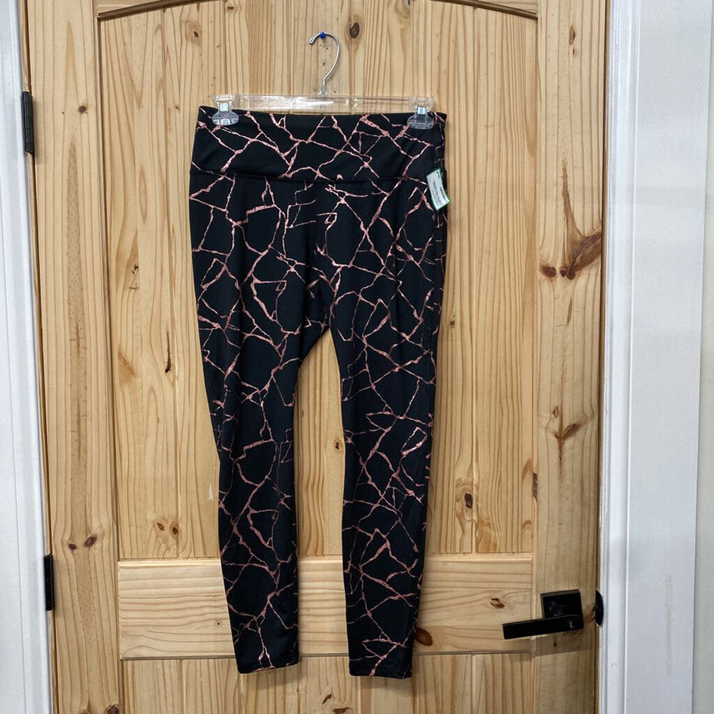 WOMENS AVIA LEGGINGS ROSE GOLD/BLK LEGGINGS L