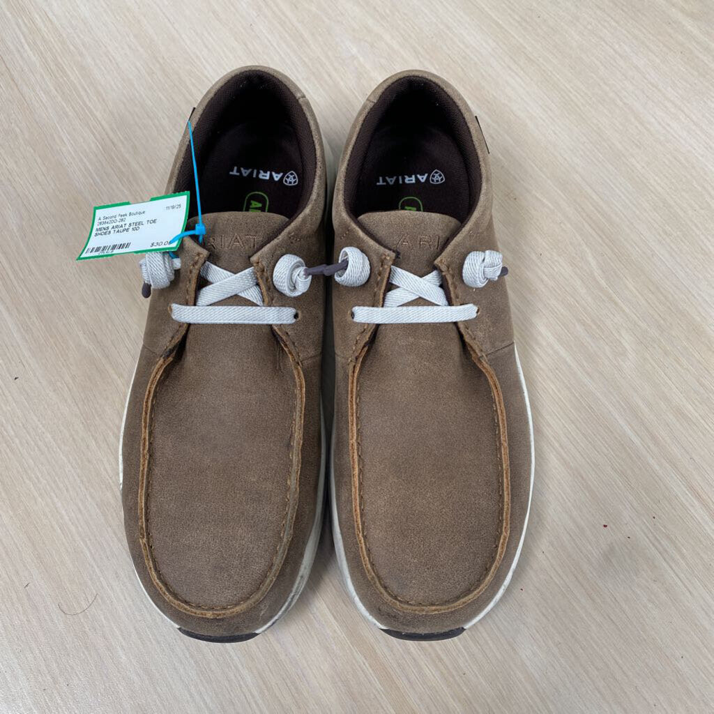 MENS ARIAT STEEL TOE SHOES TAUPE 10D