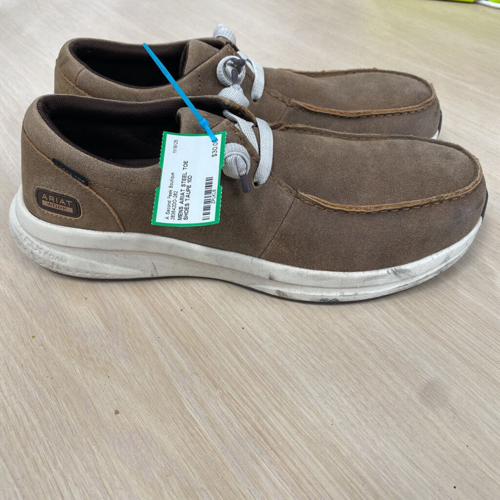 MENS ARIAT STEEL TOE SHOES TAUPE 10D