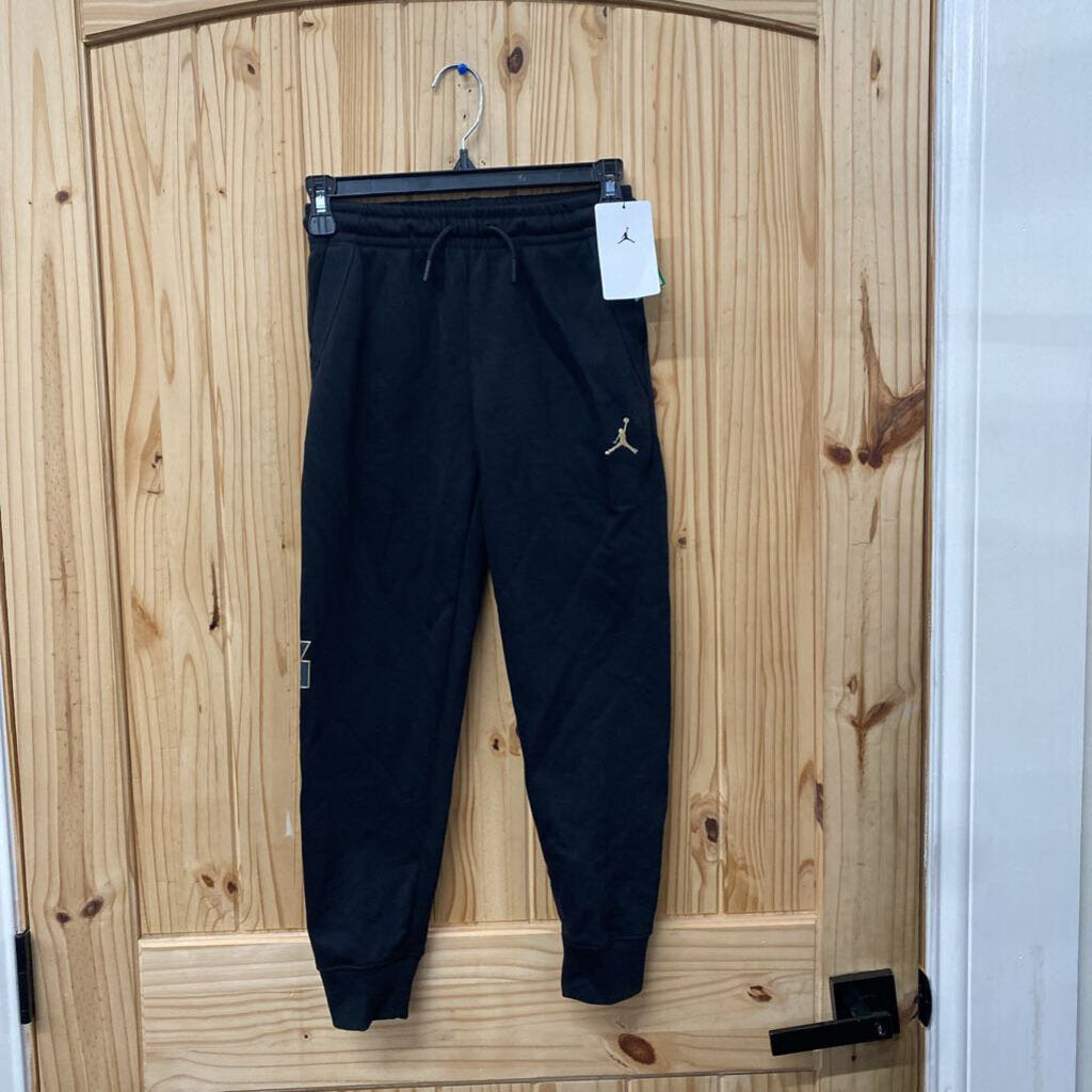 BOYS JORDAN SWEATPANTS BLK/GOLD S 8/10 NWT