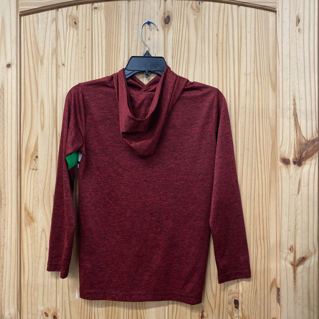 BOYS JORDAN LS HOODED SHIRT WINE/WHITE/BLK M 10/12