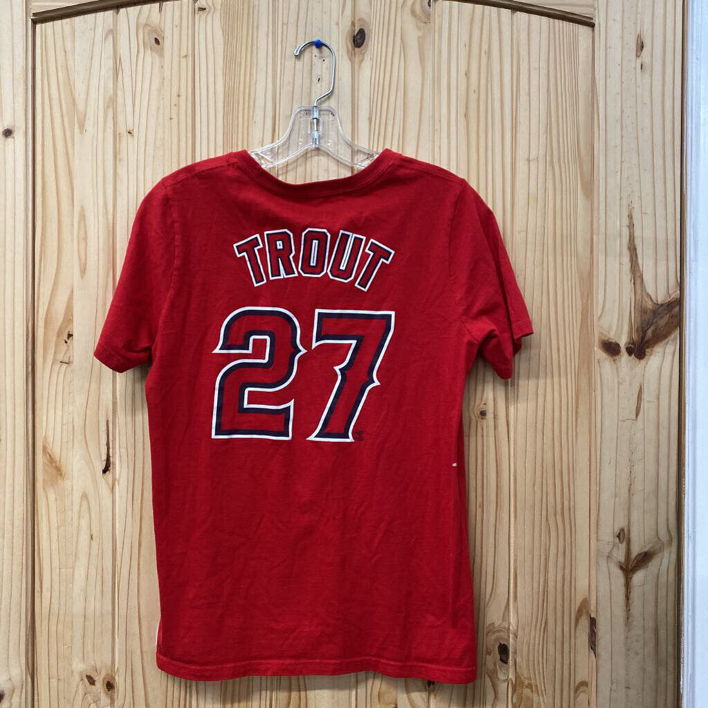 BOYS NIKE ANGELS #27 TROUT RED SHIRT L 14/16