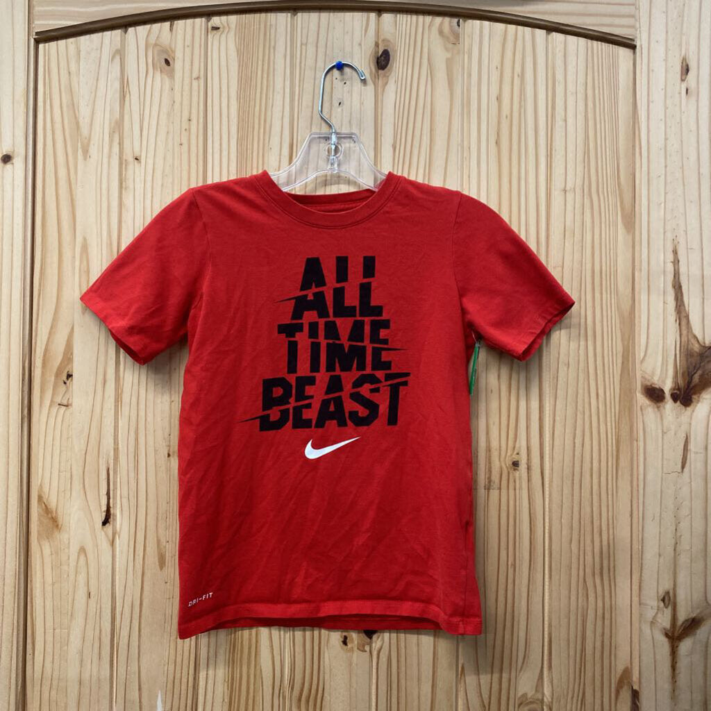 BOYS NIKE ALL TIME BEAST RED/BLK/WHITE T-SHIRT S 8