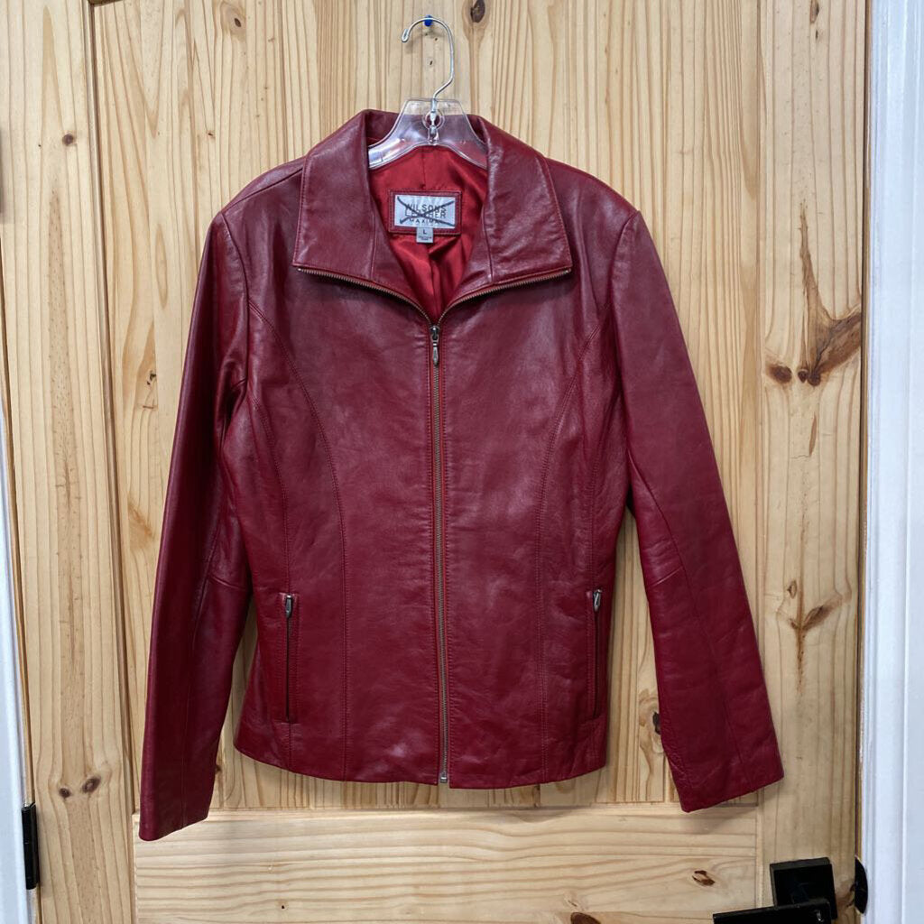 WOMENS WILSON LEATHER RED CASUAL JACKET L