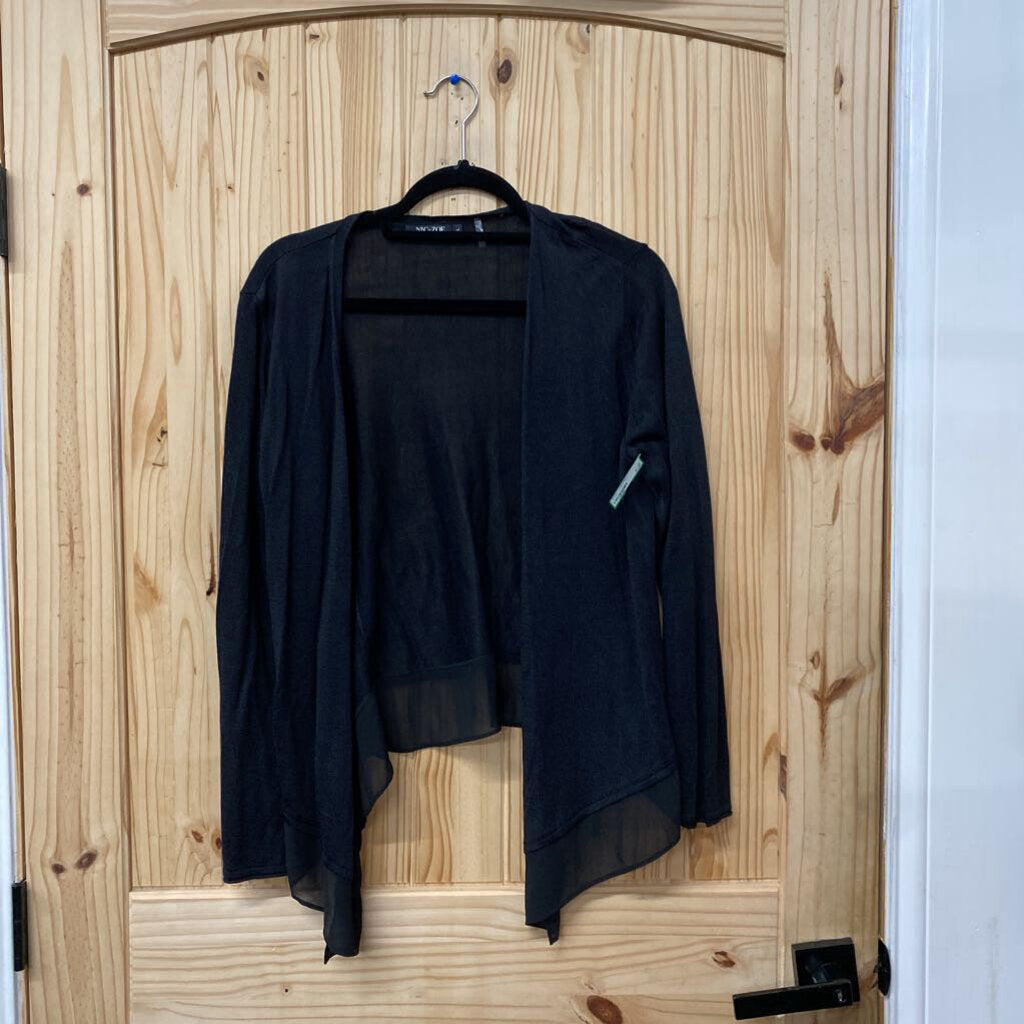 WOMENS NIC+ZOE BLK SHEER CARDIGAN L