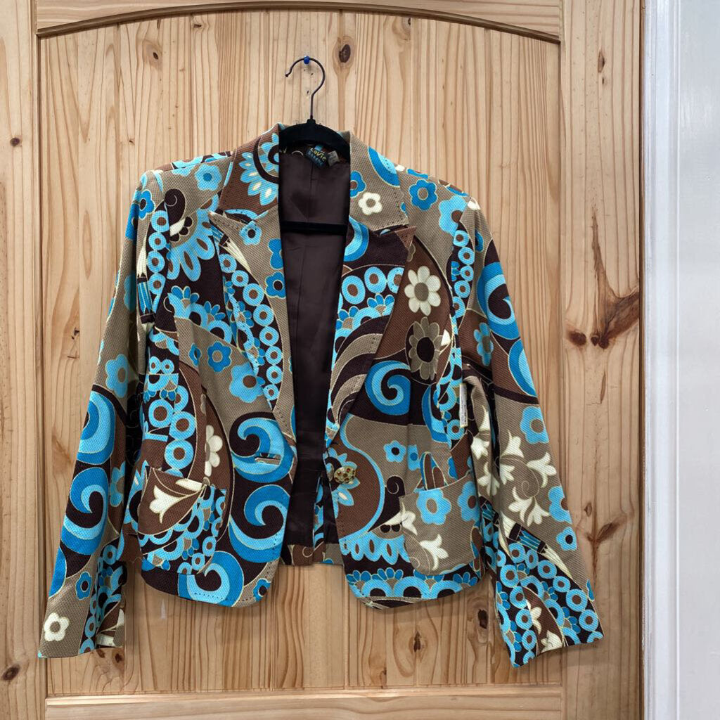 WOMENS LAVIE BOHEME CASUAL BLAZER SKY BLUE/BROWN/TAN 10