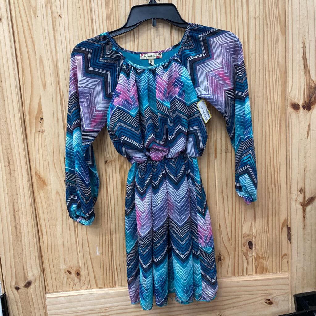 GIRLS SPEECHLESS CASUAL DRESS PURPLE/TEAL/BLK M 8