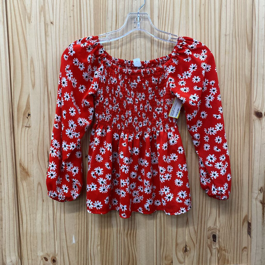 GIRLS SHEIN RED FLORAL TOP 130 8