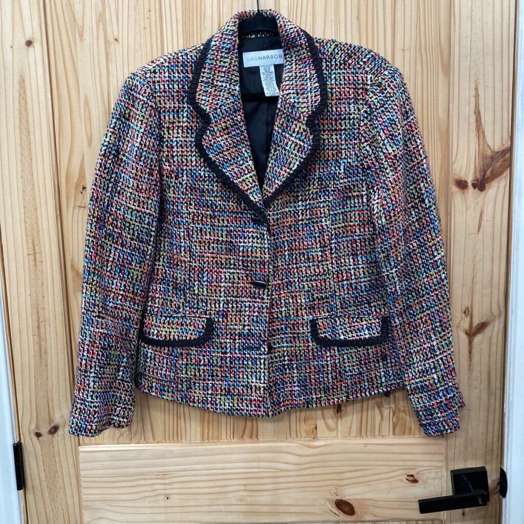 WOMENS SAG HARBOR CASUAL BLAZER MULTI COLOR 12 L