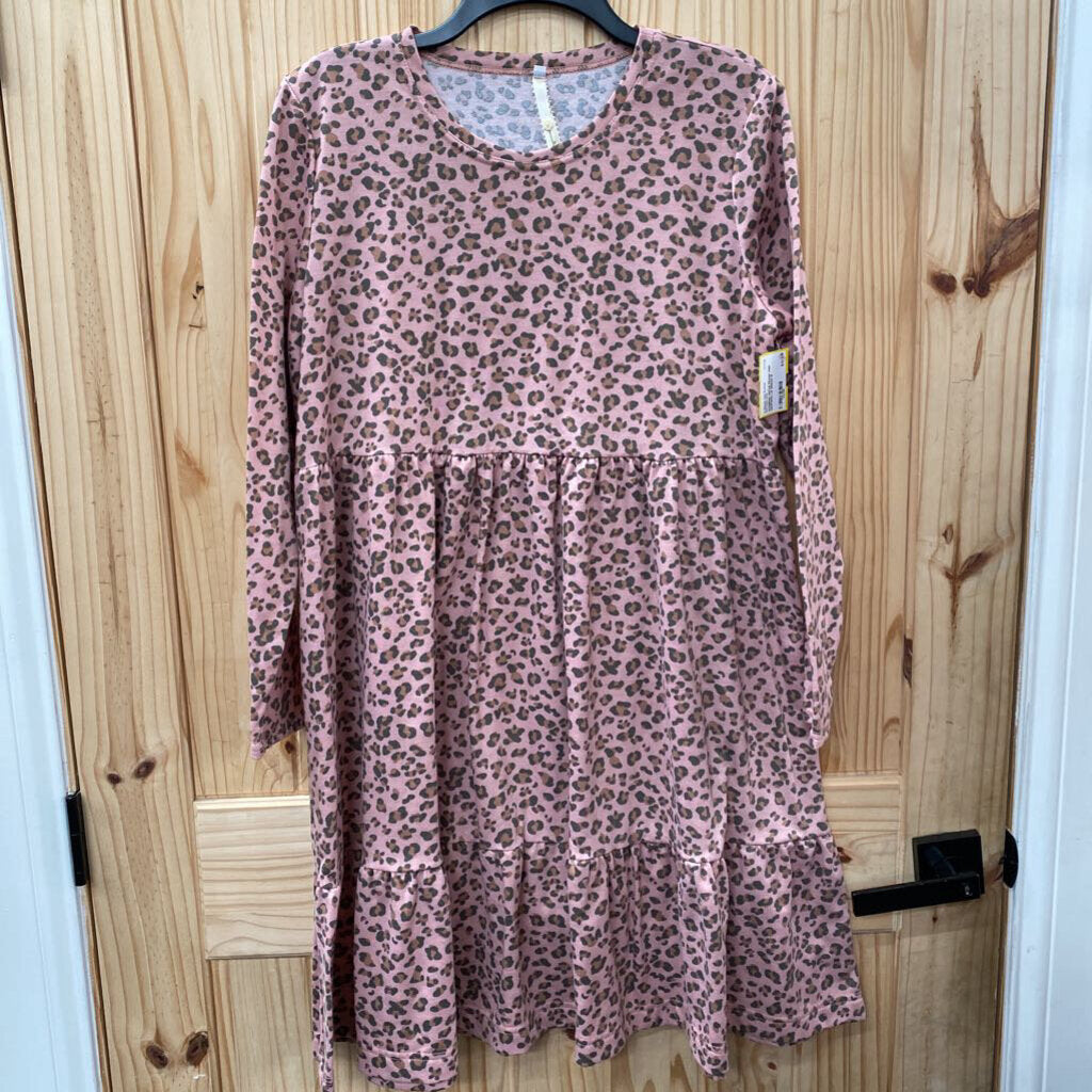 WOMENS UNCLE FRANK PINK LEOPARD LS DRESS M