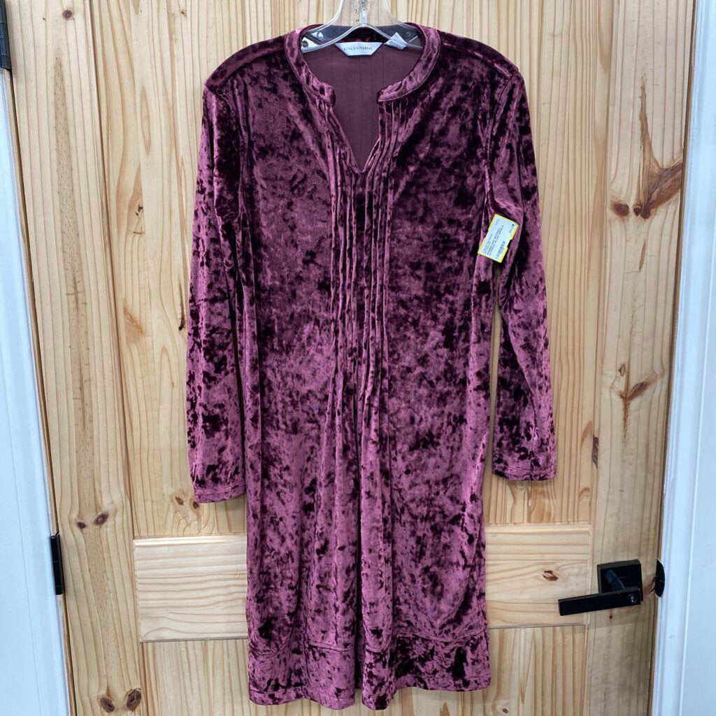 WOMENS KING UNIVERSAL LS PURPLE VELOUR DRESS M