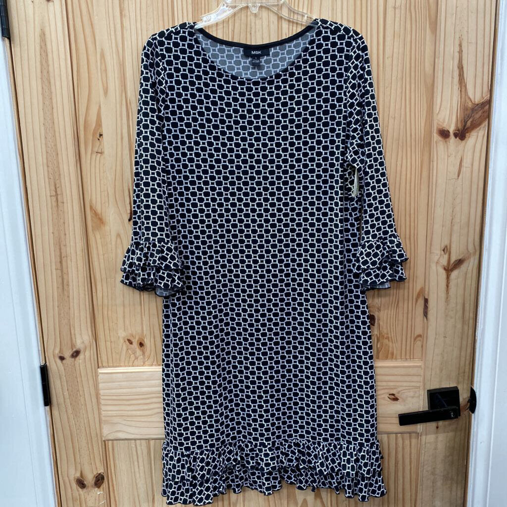 WOMENS MSK BLK/WHITE CASUAL DRESS L