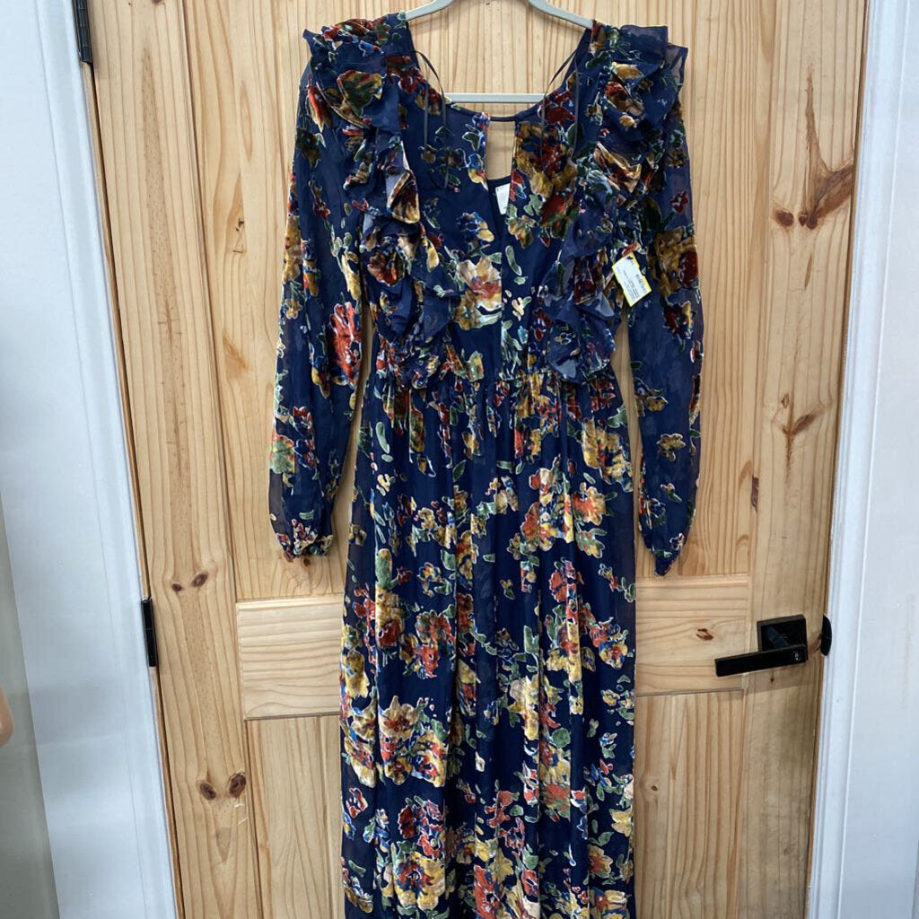 WOMENS DK TEAL FLORAL CASUAL DRESS L