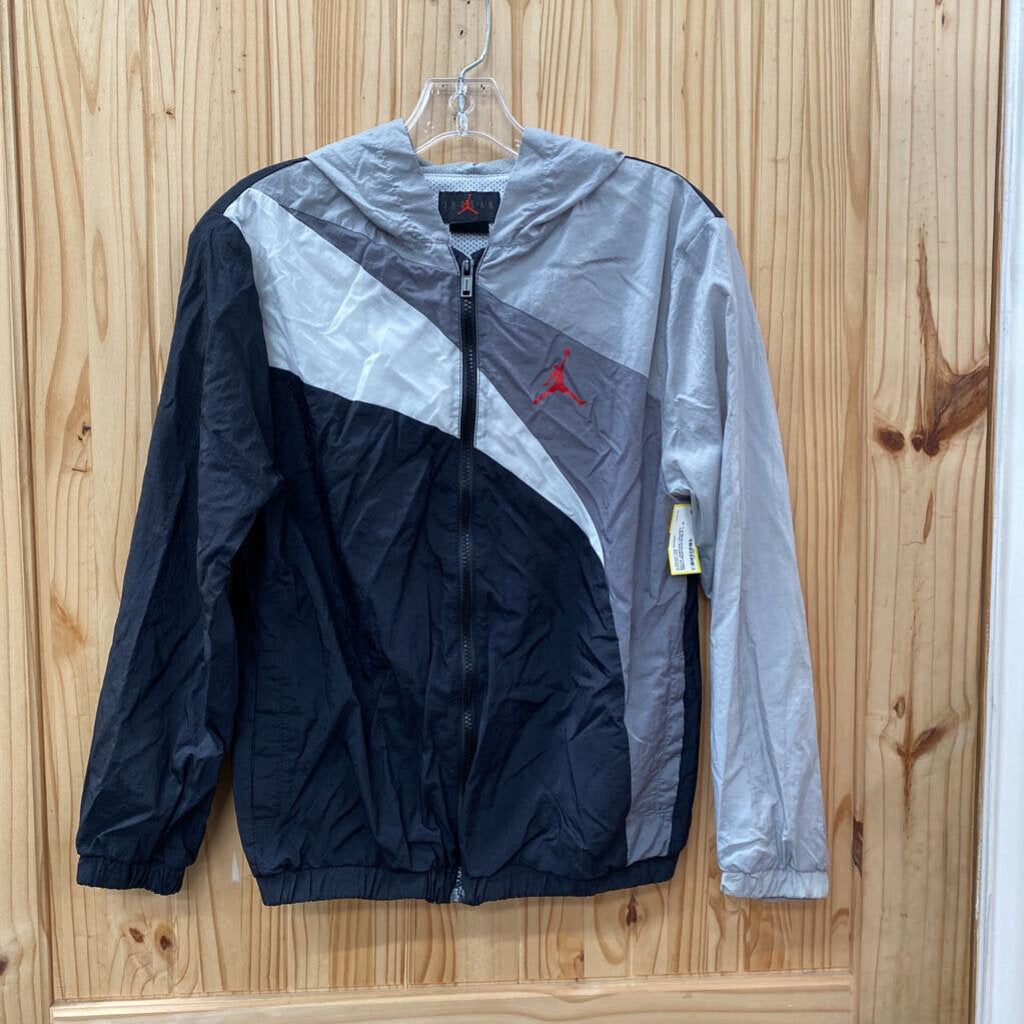 BOYS JORDAN JACKET GREY/RED/WHITE/BLK L 12