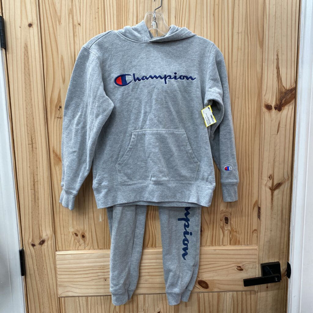 BOYS CHAMPION 2PC SET GREY/BLUE M 8