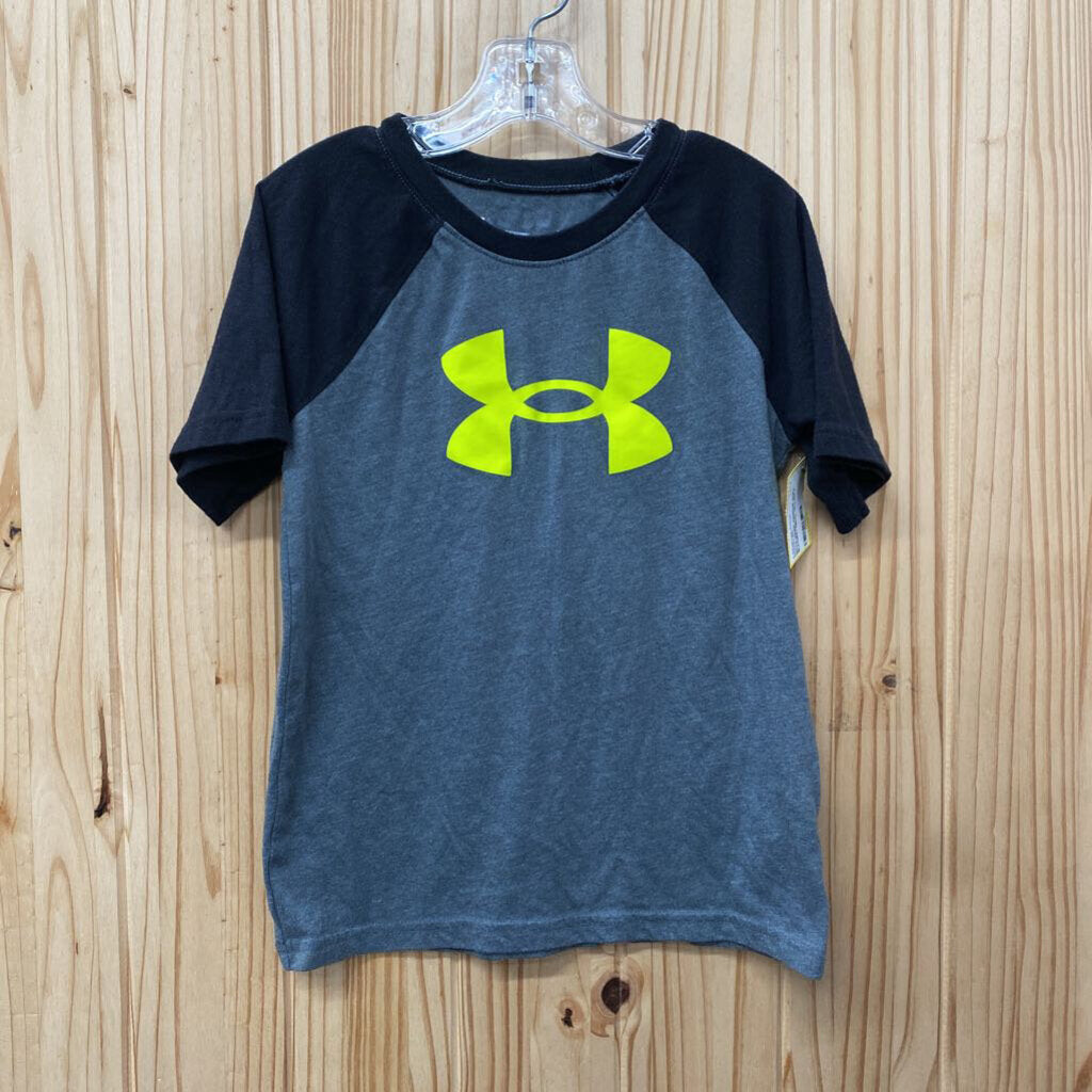 BOYS UNDER ARMOUR SHIRT BLK/GREY/NEON YELLOW 7