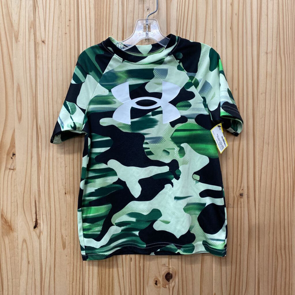 BOYS UNDER ARMOUR GREEN/BLK/WHITE CAMO SHIRT YXS 4