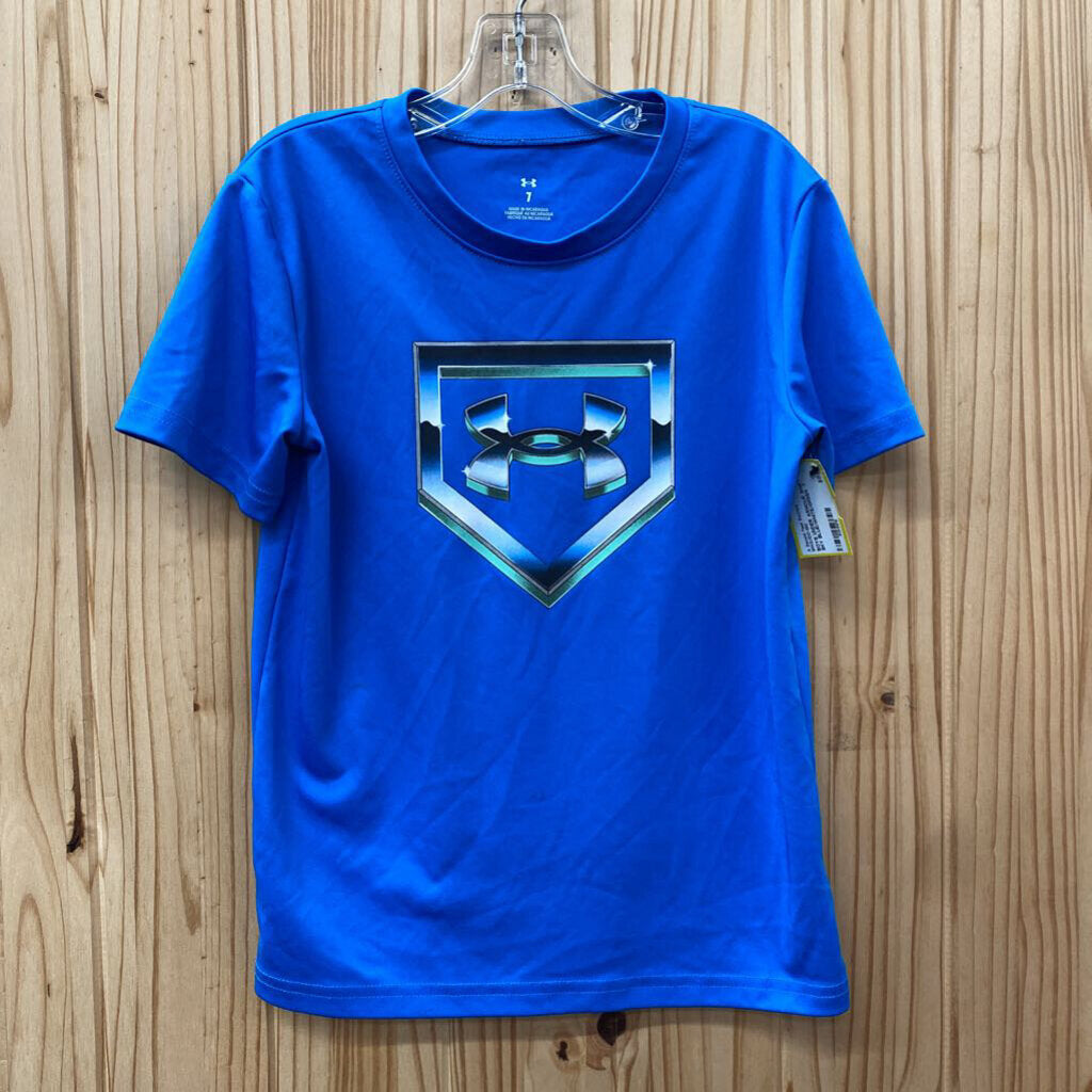 BOYS UNDER ARMOUR SHIRT SKY BLUE/WHITE/GREEN 7