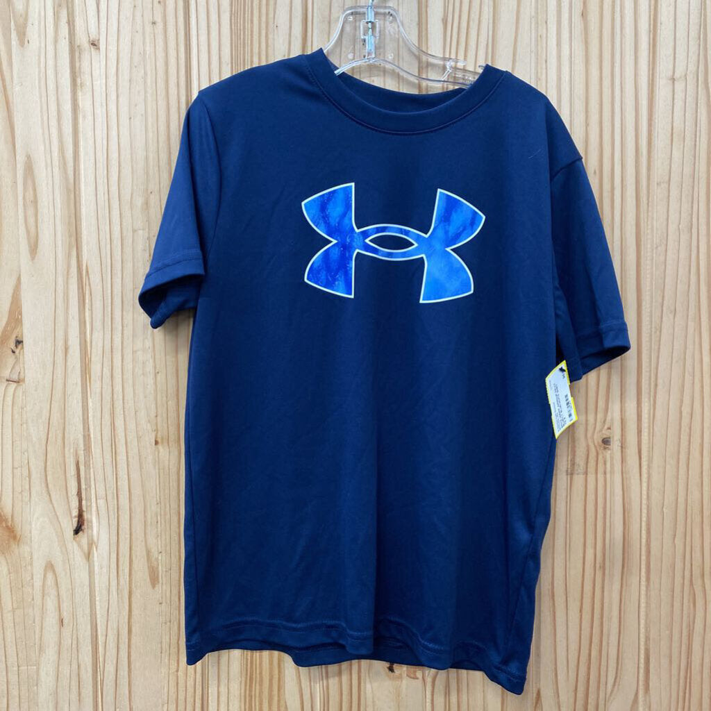 BOYS UNDER ARMOUR NAVY BLUE/LT BLUE/WHITE SHIRT YS 8