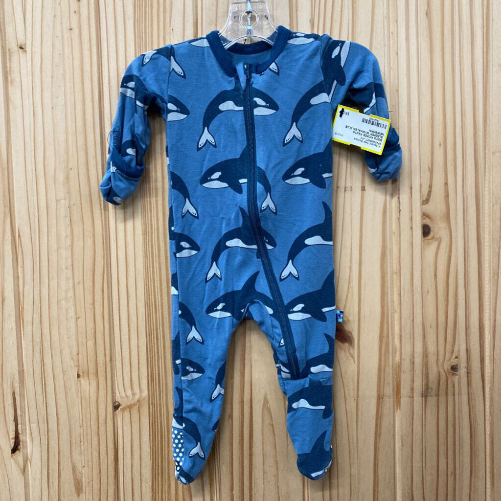 BOYS KICKEE PANTS SLEEPER W/WHALES BLUE NEWBORN