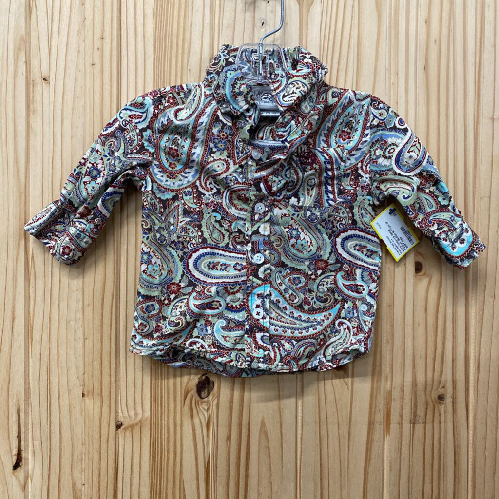 BOYS CINCH LS BEIGE PAISLEY DESIGN BUTTON UP SHIRT 3/6M