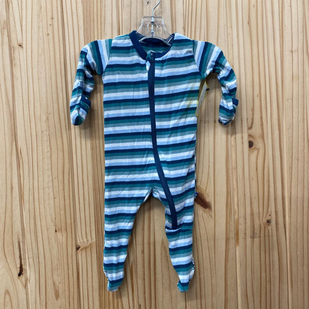 BOYS KICKEE PANTS SLEEPER LT BLUE/WHITE/TEAL NEWBORN