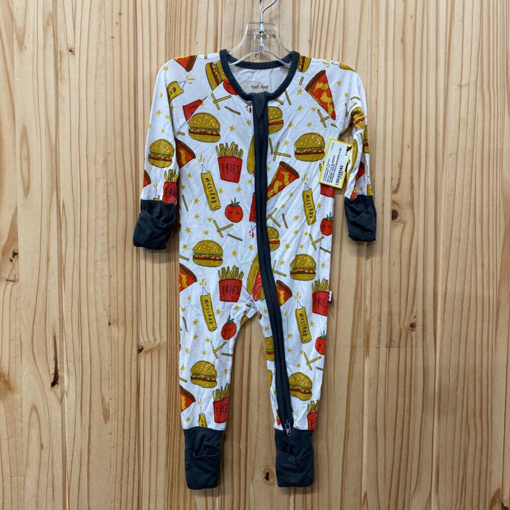 BOYS LITTLE SLEEPIES SLEEPER WHITE W/FRIES/PIZZA/BURGERS 0/3M
